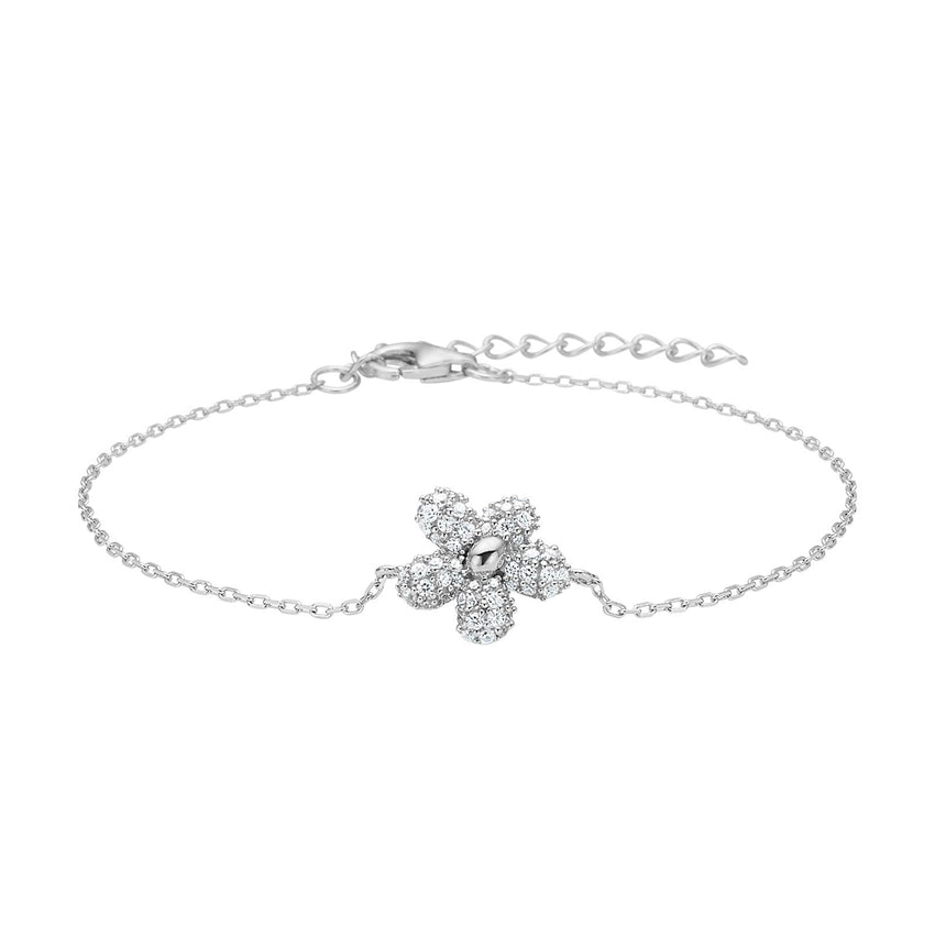 PhoebeNor armbånd i sølv med blomst og klare zirkonia 17+3 cm fra JoanliNor